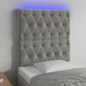 Hoofdbord | Hoofdeinde LED 80x7x118/128 cm fluweel lichtgrijs Hoofdbord | Hoofdeinde LED 80x7x118/128 cm fluweel lichtgrijs