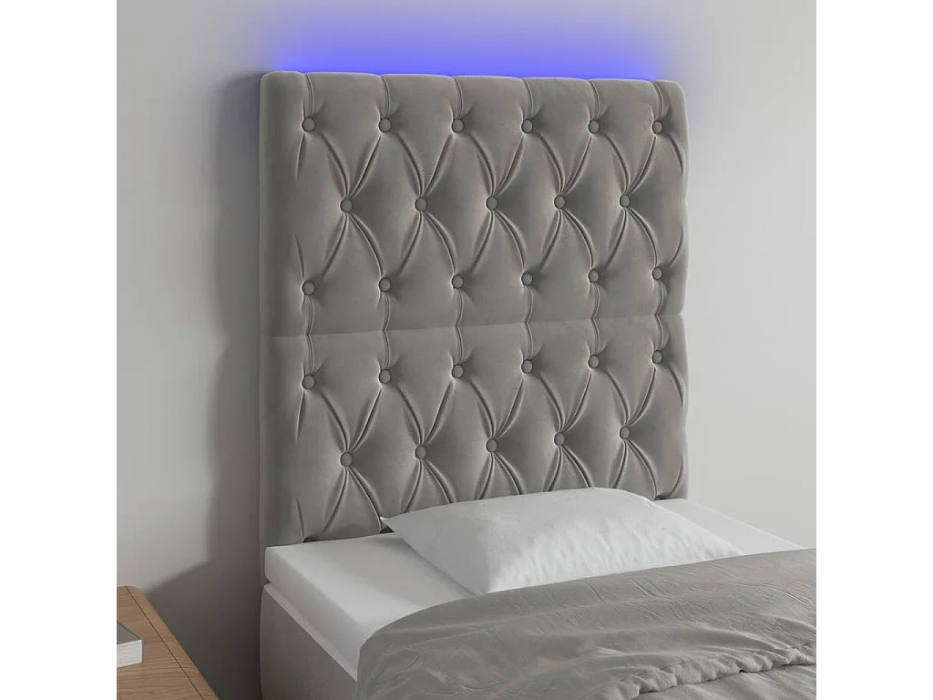 Hoofdbord | Hoofdeinde LED 80x7x118/128 cm fluweel lichtgrijs