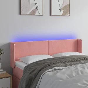 Hoofdbord | Hoofdeinde LED 147x16x78/88 cm fluweel roze