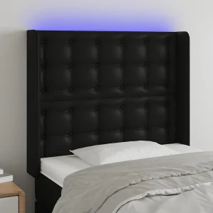 Hoofdbord | Hoofdeinde LED 103x16x118/128 cm kunstleer zwart Hoofdbord | Hoofdeinde LED 103x16x118/128 cm kunstleer zwart