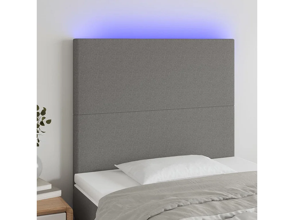 Hoofdbord | Hoofdeinde LED 100x5x118/128 cm stof donkergrijs