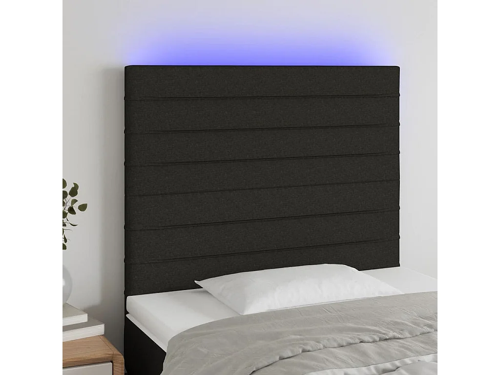 Hoofdbord | Hoofdeinde LED 100x5x118/128 cm stof zwart