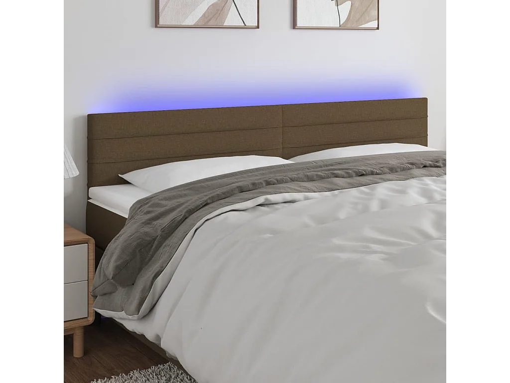 Hoofdbord | Hoofdeinde LED 160x5x78/88 cm stof donkerbruin
