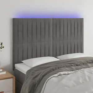 Hoofdbord | Hoofdeinde LED 144x5x118/128 cm fluweel lichtgrijs Hoofdbord | Hoofdeinde LED 144x5x118/128 cm fluweel lichtgrijs