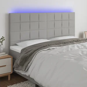 Hoofdbord | Hoofdeinde LED 200x5x118/128 cm stof lichtgrijs Hoofdbord | Hoofdeinde LED 200x5x118/128 cm stof lichtgrijs