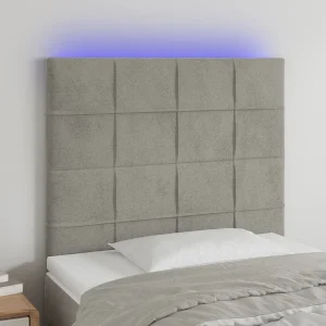 Hoofdbord | Hoofdeinde LED 90x5x118/128 cm fluweel lichtgrijs Hoofdbord | Hoofdeinde LED 90x5x118/128 cm fluweel lichtgrijs