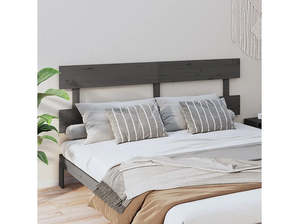 Hoofdbord | Hoofdeinde 204x3x81 cm massief grenenhout grijs