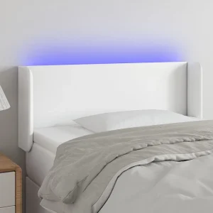 Hoofdbord | Hoofdeinde LED 93x16x78/88 cm kunstleer wit Hoofdbord | Hoofdeinde LED 93x16x78/88 cm kunstleer wit