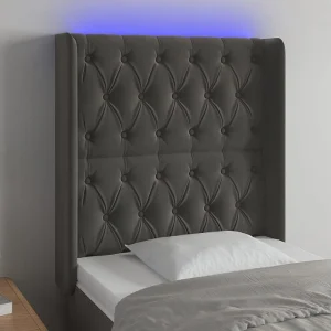 Hoofdbord | Hoofdeinde LED 83x16x118/128 cm fluweel donkergrijs Hoofdbord | Hoofdeinde LED 83x16x118/128 cm fluweel donkergrijs