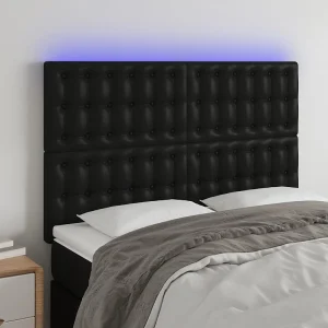 Hoofdbord | Hoofdeinde LED 144x5x118/128 cm kunstleer zwart Hoofdbord | Hoofdeinde LED 144x5x118/128 cm kunstleer zwart