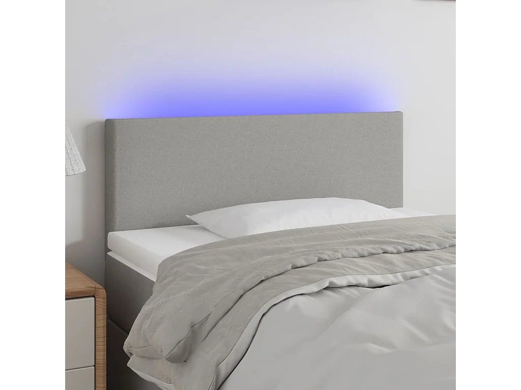 Hoofdbord | Hoofdeinde LED 90x5x78/88 cm stof lichtgrijs
