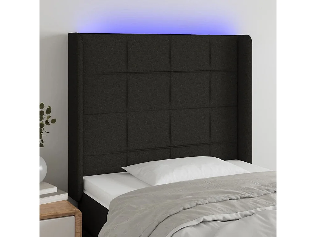 Hoofdbord | Hoofdeinde LED 83x16x118/128 cm stof zwart