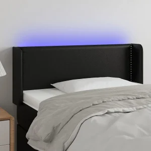 Hoofdbord | Hoofdeinde LED 103x16x78/88 cm kunstleer zwart Hoofdbord | Hoofdeinde LED 103x16x78/88 cm kunstleer zwart