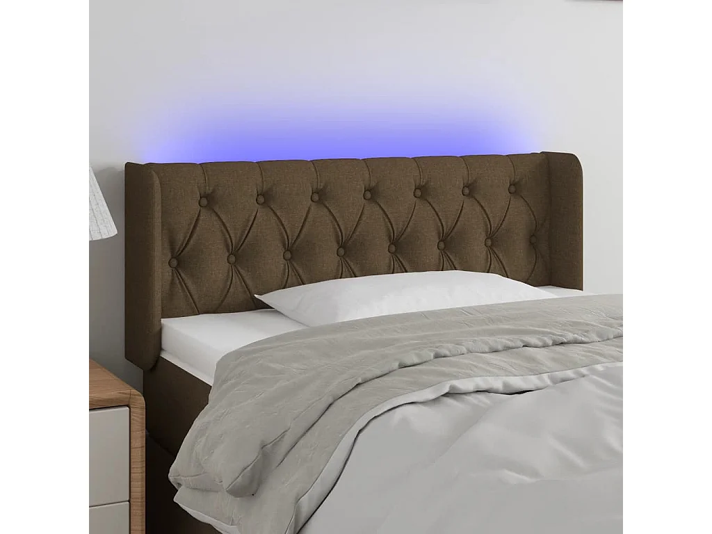 Hoofdbord | Hoofdeinde LED 103x16x78/88 cm stof donkerbruin