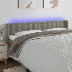 Hoofdbord | Hoofdeinde LED 183x16x78/88 cm fluweel lichtgrijs Hoofdbord | Hoofdeinde LED 183x16x78/88 cm fluweel lichtgrijs