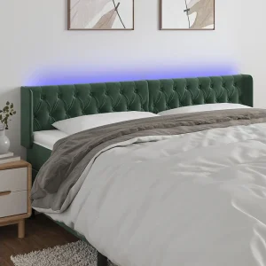 Hoofdbord | Hoofdeinde LED 183x16x78/88 cm fluweel donkergroen Hoofdbord | Hoofdeinde LED 183x16x78/88 cm fluweel donkergroen