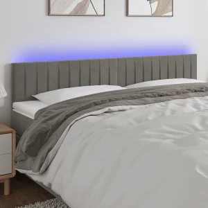 Hoofdbord | Hoofdeinde LED 200x5x78/88 cm fluweel lichtgrijs Hoofdbord | Hoofdeinde LED 200x5x78/88 cm fluweel lichtgrijs