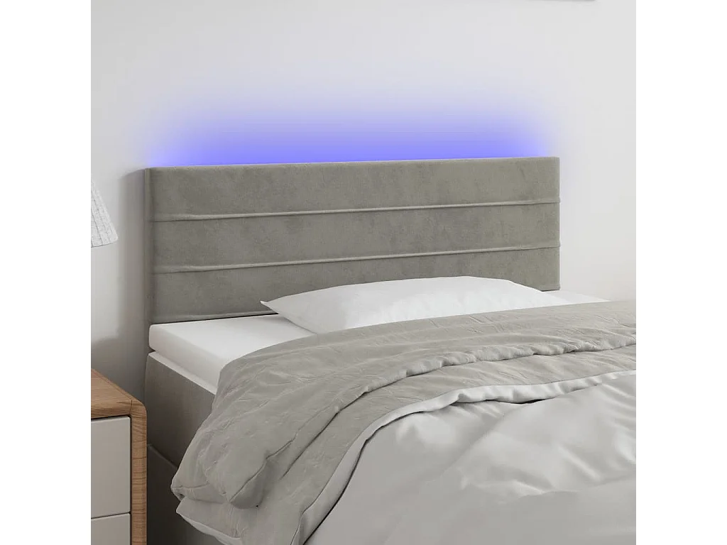 Hoofdbord | Hoofdeinde LED 80x5x78/88 cm fluweel lichtgrijs