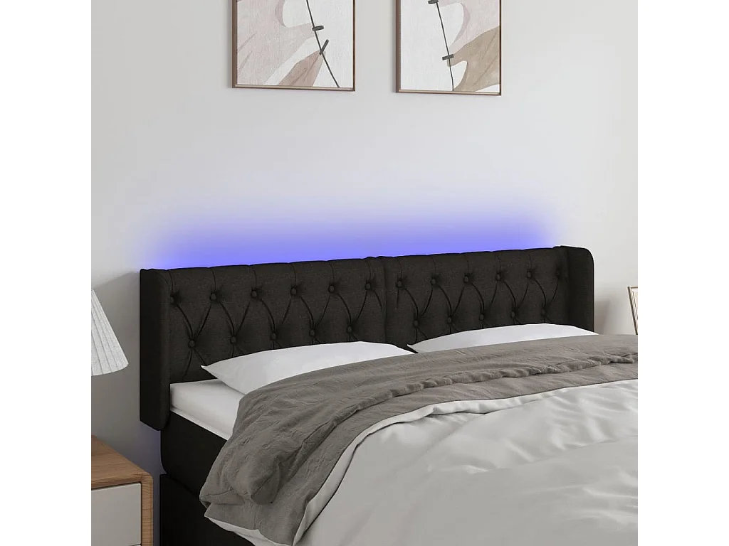 Hoofdbord | Hoofdeinde LED 147x16x78/88 cm stof zwart