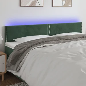 Hoofdbord | Hoofdeinde LED 200x5x78/88 cm fluweel donkergroen Hoofdbord | Hoofdeinde LED 200x5x78/88 cm fluweel donkergroen