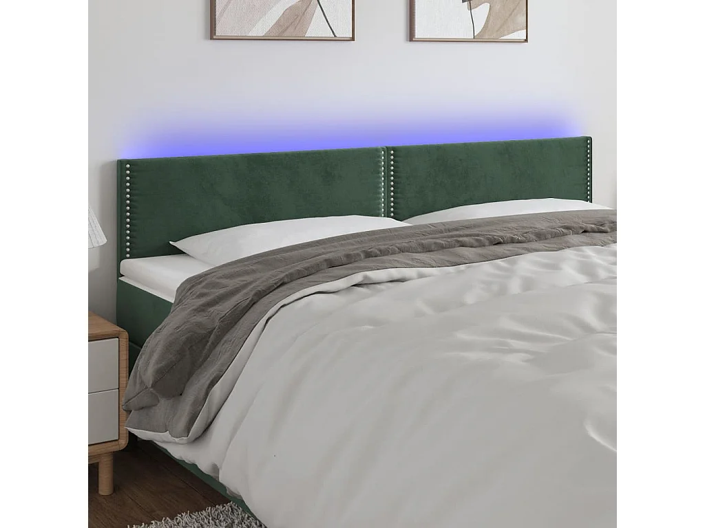 Hoofdbord | Hoofdeinde LED 200x5x78/88 cm fluweel donkergroen