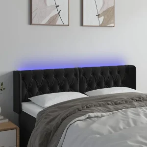 Hoofdbord | Hoofdeinde LED 147x16x78/88 cm fluweel zwart