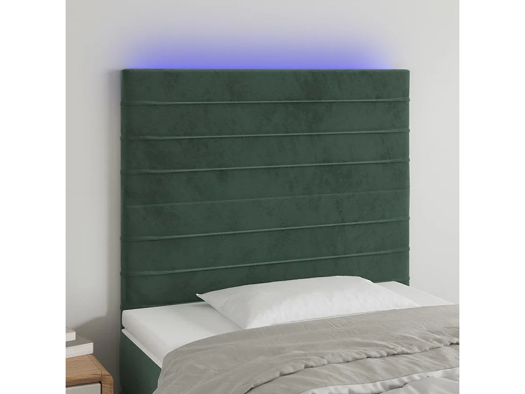 Hoofdbord | Hoofdeinde LED 90x5x118/128 cm fluweel donkergroen