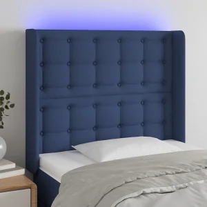 Hoofdbord | Hoofdeinde LED 103x16x118/128 cm stof blauw Hoofdbord | Hoofdeinde LED 103x16x118/128 cm stof blauw