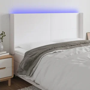 Hoofdbord | Hoofdeinde LED 183x16x118/128 cm kunstleer wit