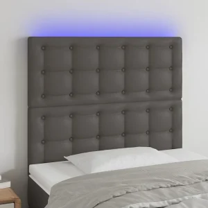 Hoofdbord | Hoofdeinde LED 100x5x118/128 cm kunstleer grijs Hoofdbord | Hoofdeinde LED 100x5x118/128 cm kunstleer grijs