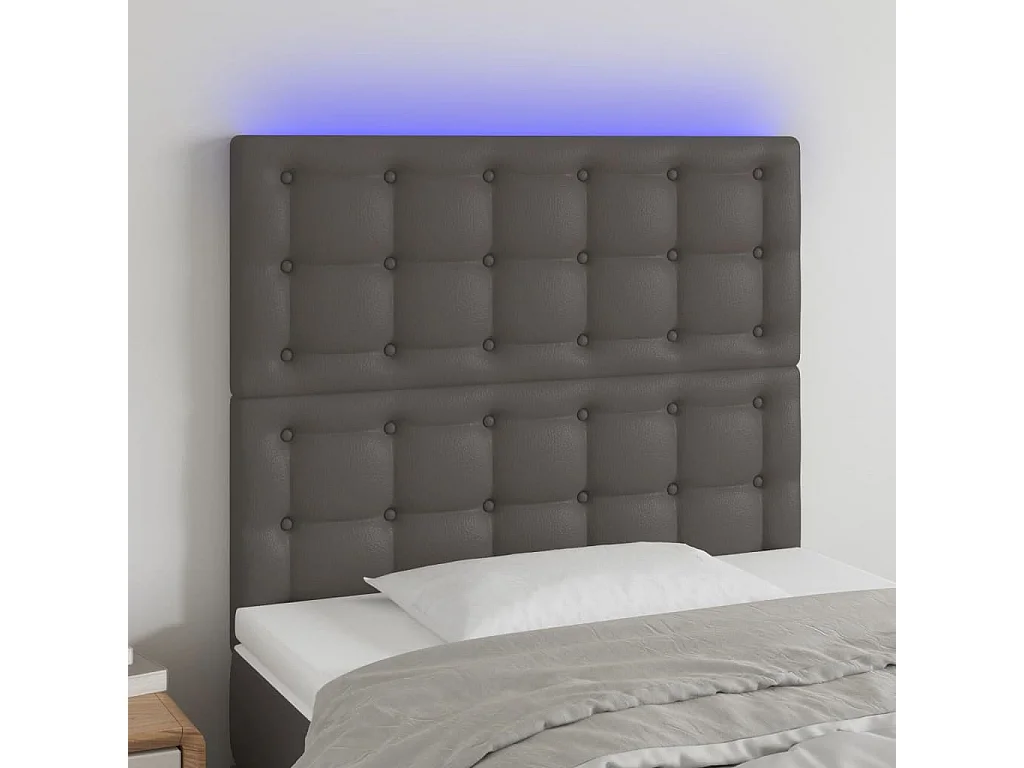Hoofdbord | Hoofdeinde LED 100x5x118/128 cm kunstleer grijs