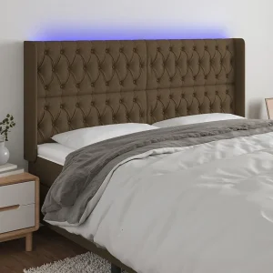 Hoofdbord | Hoofdeinde LED 183x16x118/128 cm stof donkerbruin Hoofdbord | Hoofdeinde LED 183x16x118/128 cm stof donkerbruin