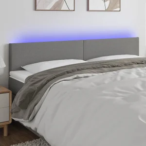 Hoofdbord | Hoofdeinde LED 160x5x78/88 cm stof donkergrijs Hoofdbord | Hoofdeinde LED 160x5x78/88 cm stof donkergrijs