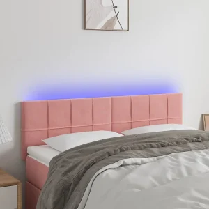 Hoofdbord | Hoofdeinde LED 144x5x78/88 cm fluweel roze Hoofdbord | Hoofdeinde LED 144x5x78/88 cm fluweel roze