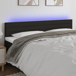 Hoofdbord | Hoofdeinde LED 160x5x78/88 cm stof zwart Hoofdbord | Hoofdeinde LED 160x5x78/88 cm stof zwart