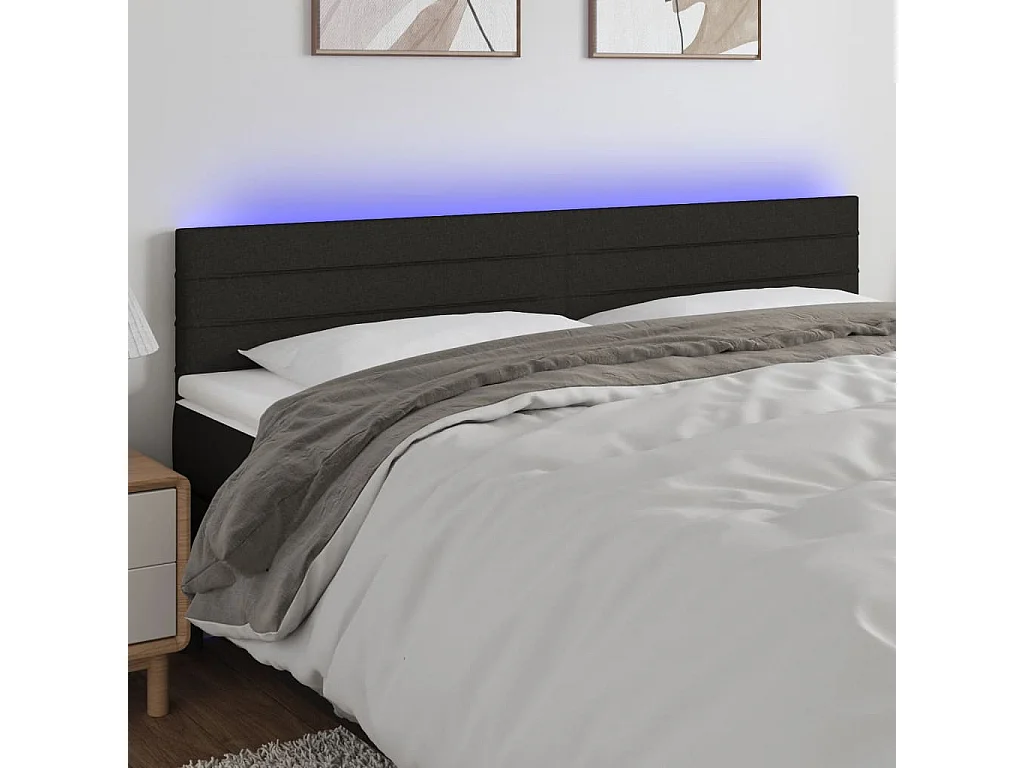 Hoofdbord | Hoofdeinde LED 160x5x78/88 cm stof zwart