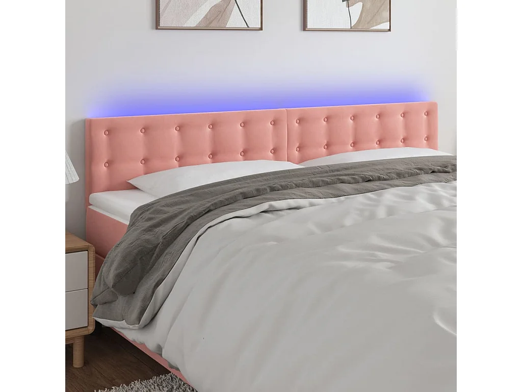 Hoofdbord | Hoofdeinde LED 200x5x78/88 cm fluweel roze