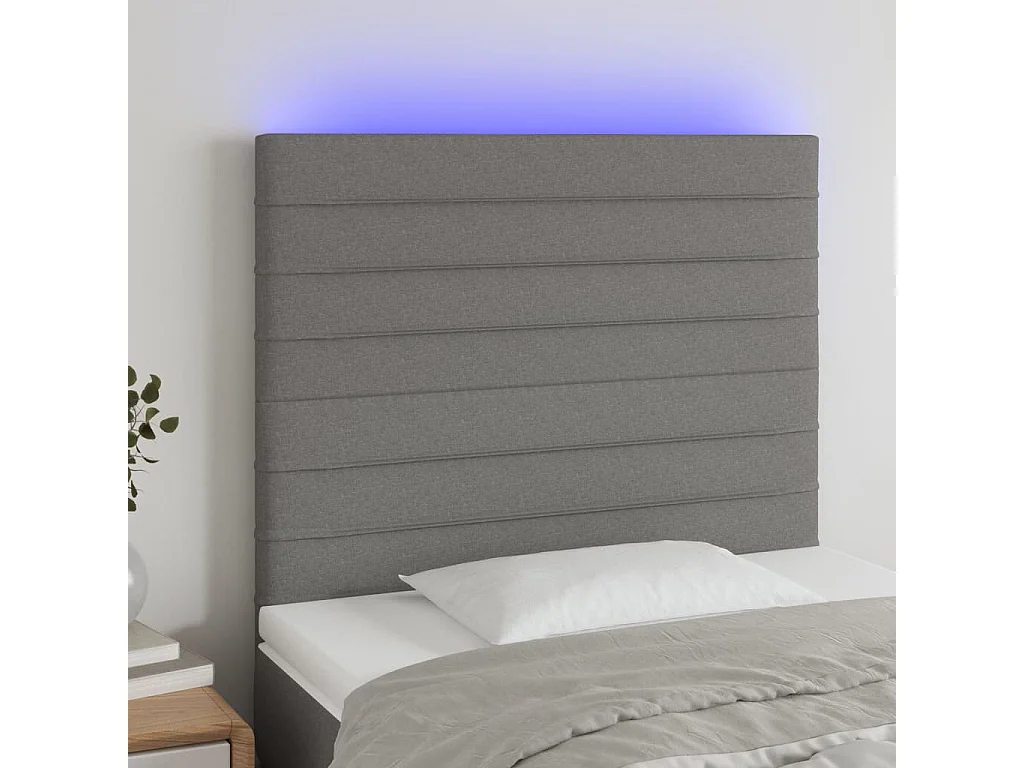 Hoofdbord | Hoofdeinde LED 100x5x118/128 cm stof donkergrijs