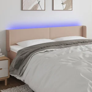 Hoofdbord | Hoofdeinde LED 203x16x78/88 cm kunstleer cappuccinokleurig Hoofdbord | Hoofdeinde LED 203x16x78/88 cm kunstleer cappuccinokleurig
