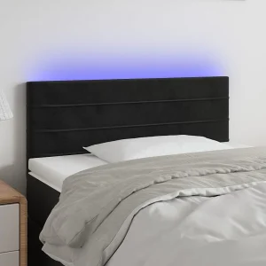 Hoofdbord | Hoofdeinde LED 80x5x78/88 cm fluweel zwart