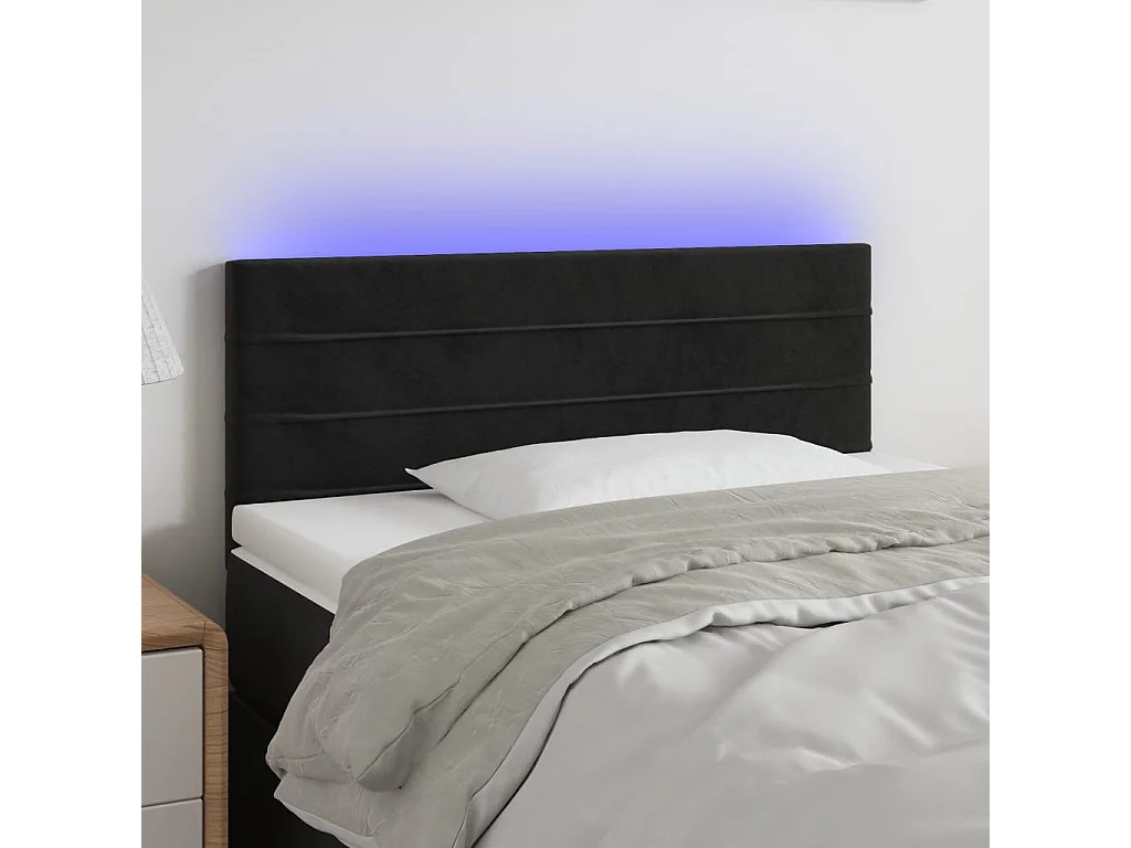 Hoofdbord | Hoofdeinde LED 80x5x78/88 cm fluweel zwart