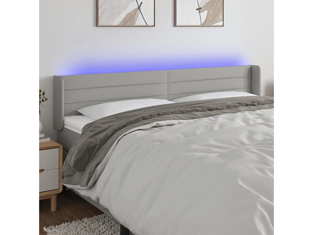 Hoofdbord | Hoofdeinde LED 163x16x78/88 cm stof lichtgrijs