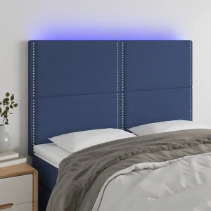 Hoofdbord | Hoofdeinde LED 144x5x118/128 cm stof blauw Hoofdbord | Hoofdeinde LED 144x5x118/128 cm stof blauw