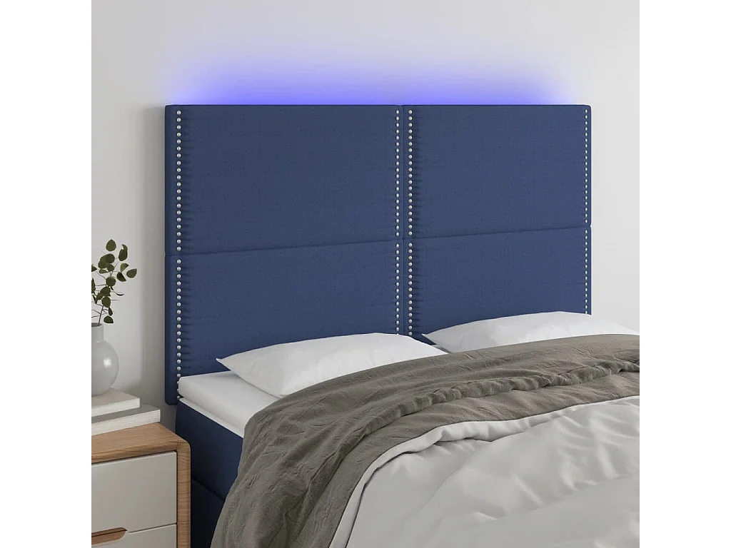Hoofdbord | Hoofdeinde LED 144x5x118/128 cm stof blauw