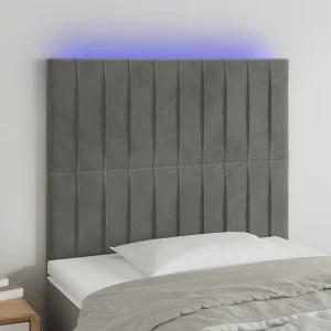 Hoofdbord | Hoofdeinde LED 90x5x118/128 cm fluweel lichtgrijs Hoofdbord | Hoofdeinde LED 90x5x118/128 cm fluweel lichtgrijs