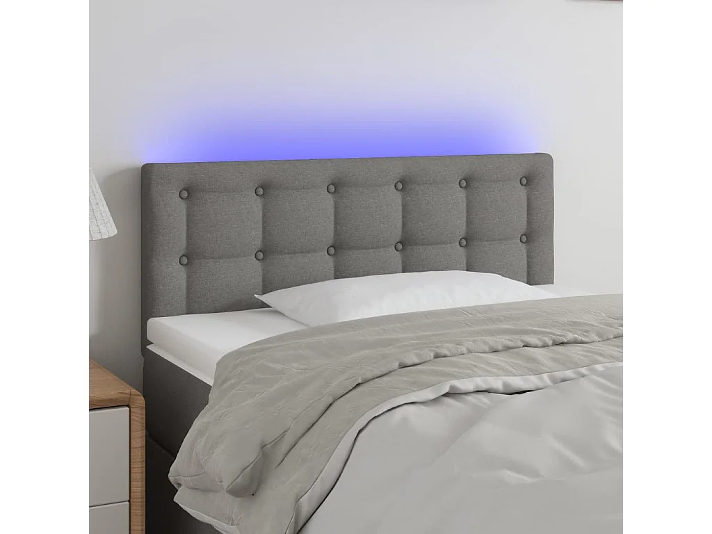 Hoofdbord | Hoofdeinde LED 90x5x78/88 cm stof donkergrijs