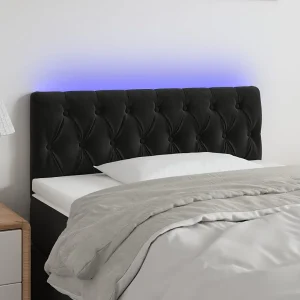 Hoofdbord | Hoofdeinde LED 100x7x78/88 cm fluweel zwart Hoofdbord | Hoofdeinde LED 100x7x78/88 cm fluweel zwart