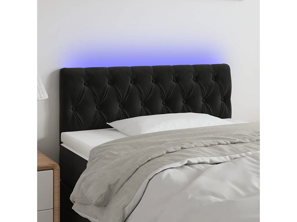 Hoofdbord | Hoofdeinde LED 100x7x78/88 cm fluweel zwart