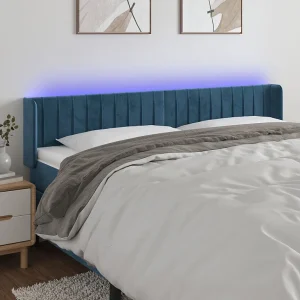 Hoofdbord | Hoofdeinde LED 163x16x78/88 cm fluweel donkerblauw Hoofdbord | Hoofdeinde LED 163x16x78/88 cm fluweel donkerblauw