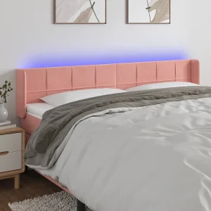Hoofdbord | Hoofdeinde LED 203x16x78/88 cm fluweel roze